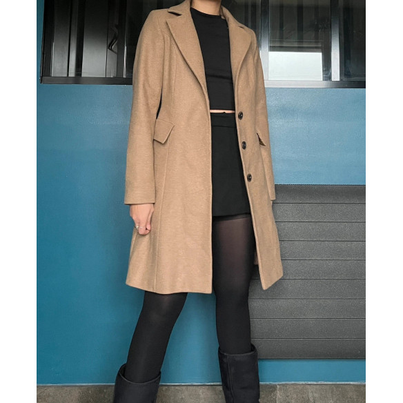 Manteau beige fourrure amovible-1