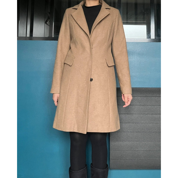 Manteau beige fourrure amovible-5